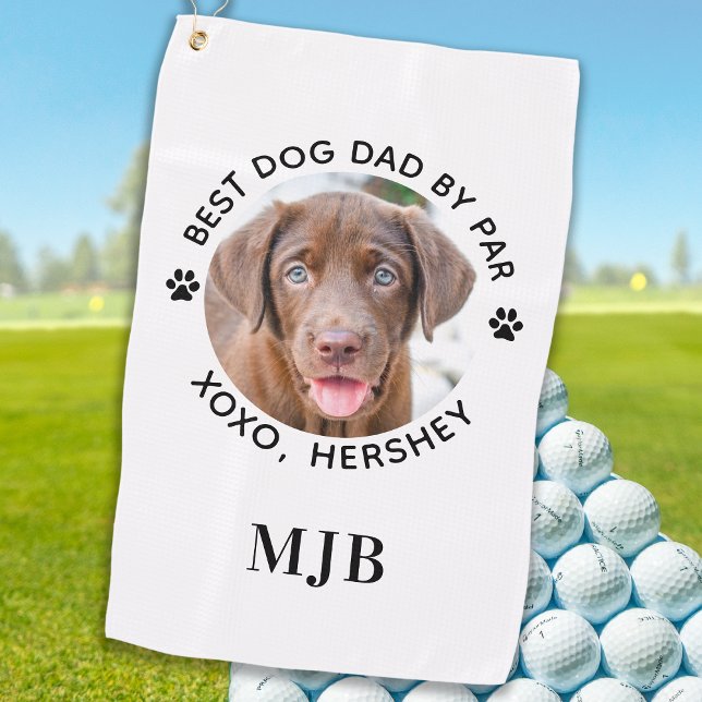 Benutzerdefiniertes Hund Foto Bester Vater nach Pa Golfhandtuch (Von Creator hochgeladen)