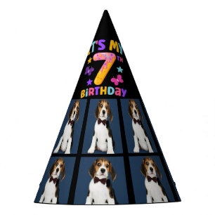 Benutzerdefiniertes Hunde-Foto 7. Geburtstagsfeier Partyhütchen