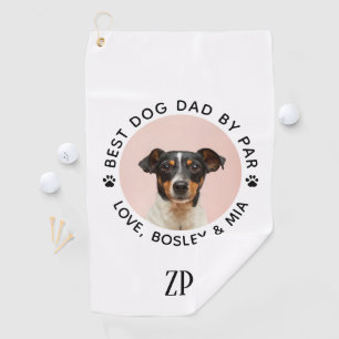 Benutzerdefiniertes Hunde-Foto Bester Vater Par Mo Golfhandtuch