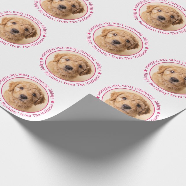 Benutzerdefiniertes Hunde-Foto-Geburtstagsgeschenk Geschenkpapier (Ecke)