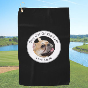 Benutzerdefiniertes Hunde-Foto lustiger schwarzer  Golfhandtuch