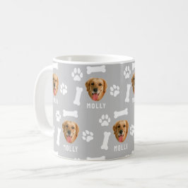 Benutzerdefiniertes Hunde-Foto & Name Grau Kaffeetasse