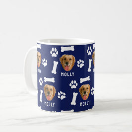 Benutzerdefiniertes Hunde-Foto & Name Navy Blau Kaffeetasse