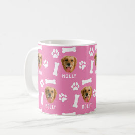 Benutzerdefiniertes Hunde-Foto & Name Pink Kaffeetasse