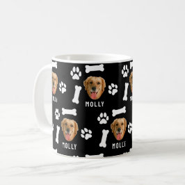 Benutzerdefiniertes Hunde-Foto & Name Schwarz Kaffeetasse