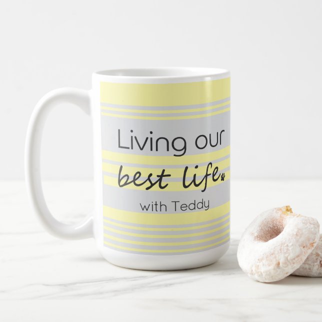 Benutzerdefiniertes Hunde-Foto & Name | Wir leben  Kaffeetasse (Mit Donut)