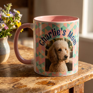 Benutzerdefiniertes Hunde-Foto Pastell-Geometrisch Tasse