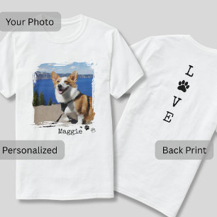 Benutzerdefiniertes Hunde-Foto vorne und LOVE hint T-Shirt