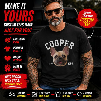 Benutzerdefiniertes Hundegesicht & Name, Haustier- T-Shirt