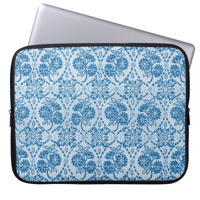 Benutzerdefiniertes Indigo Blue Floral Imitate Spi Laptopschutzhülle (Vorderseite)