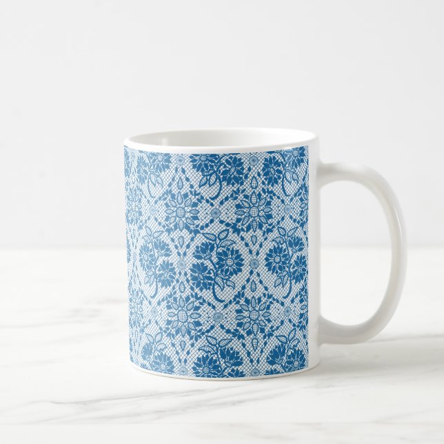 Benutzerdefiniertes Indigo Blue Floral Imitate Spi Tasse (Rechts)