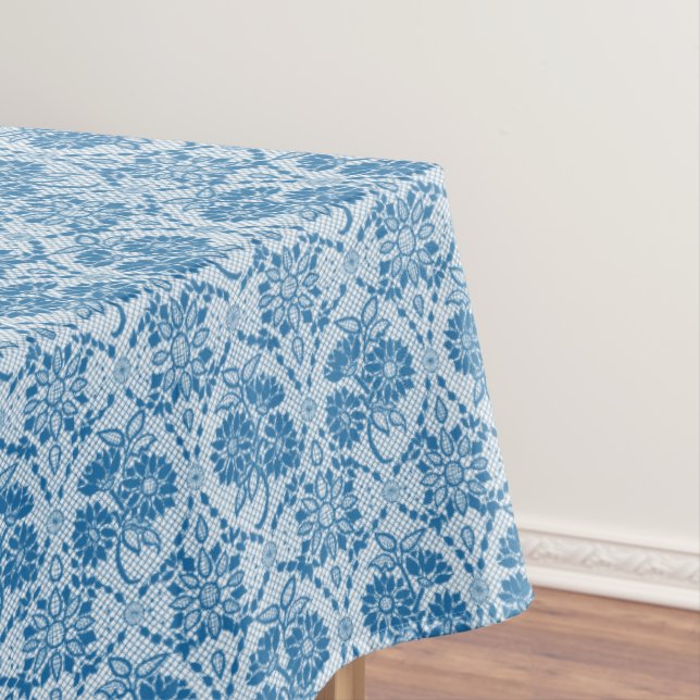 Benutzerdefiniertes Indigo Blue Floral Imitate Spi Tischdecke (Beispiel)