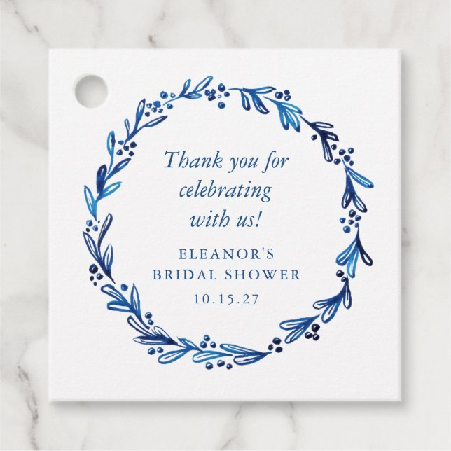 Benutzerdefiniertes Indigoblau Tinte Botanisches B Geschenkanhänger (Vorderseite)