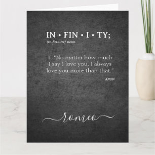Benutzerdefiniertes INFINITY Liebe dich mehr Wörte Karte