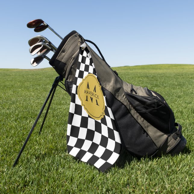 Benutzerdefiniertes Initialname und Foto Elegantes Golfhandtuch (Gras)