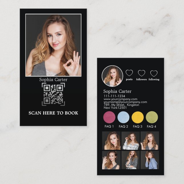 Benutzerdefiniertes Instagram-Profil mit QR-Code I Visitenkarte (Vorne/Hinten)