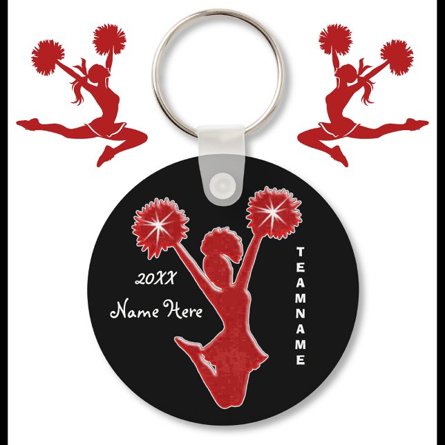 Benutzerdefiniertes Jahr, NAME und TEAM billige Sc Schlüsselanhänger (Red, Black and White, Cheerleading Souvenirs. Cheerleading Keychains are nice, Cheer favors. )