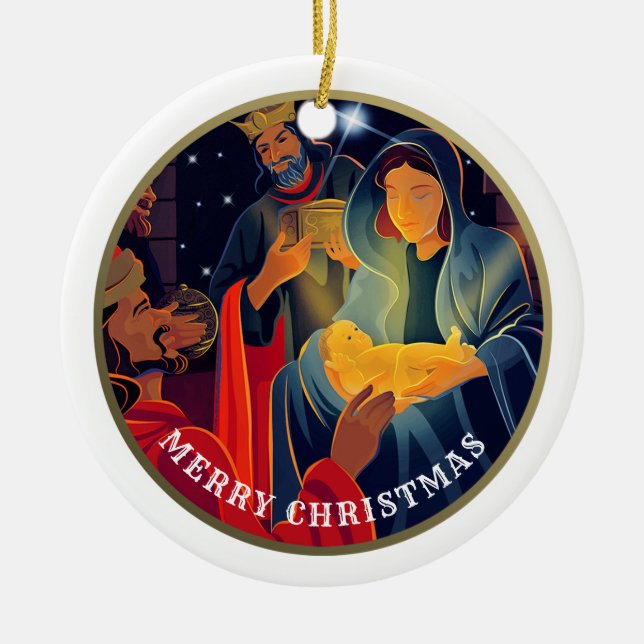 Benutzerdefiniertes Jahr und Familienname Weihnach Keramikornament (Vorne)