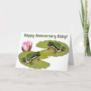Benutzerdefiniertes Jubiläums-Frosch-Paar Seerose Karte