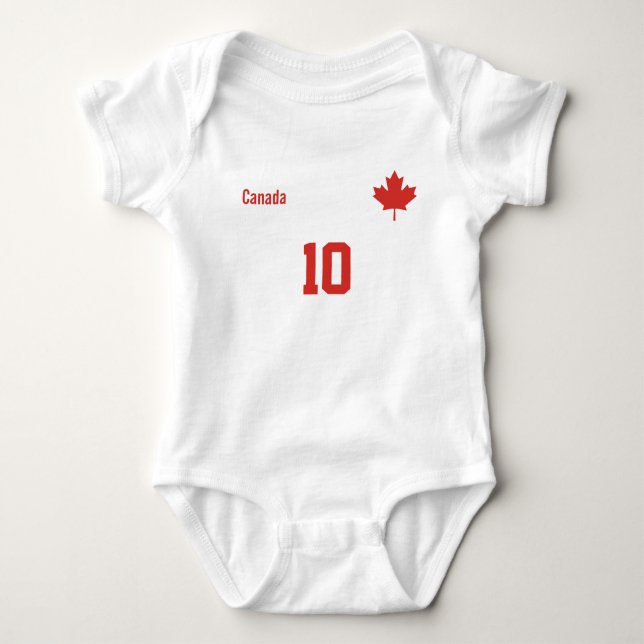 Benutzerdefiniertes Kanada-Outfit mit Namen und Nu Baby Strampler (Vorderseite)