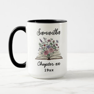 Benutzerdefiniertes Kapitel Geburtstag – Florales Tasse