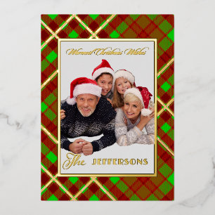 Benutzerdefiniertes Karo-Weihnachten Warme Wünsche Folien Feiertagskarte