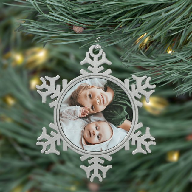 Benutzerdefiniertes Kids-Foto Schneeflocken Zinn-Ornament (Von Creator hochgeladen)