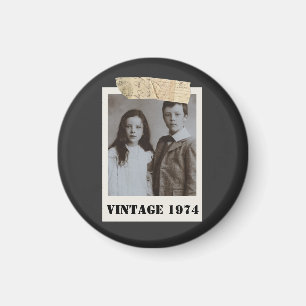 Benutzerdefiniertes Kinderfoto & Jahr Vintage Pers Magnet