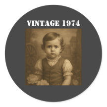Benutzerdefiniertes Kinderfoto & Jahr Vintage Pers