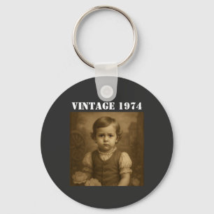 Benutzerdefiniertes Kinderfoto & Jahr Vintage Pers Schlüsselanhänger
