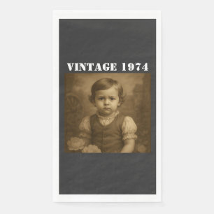 Benutzerdefiniertes Kinderfoto & Jahr Vintage Pers Serviette