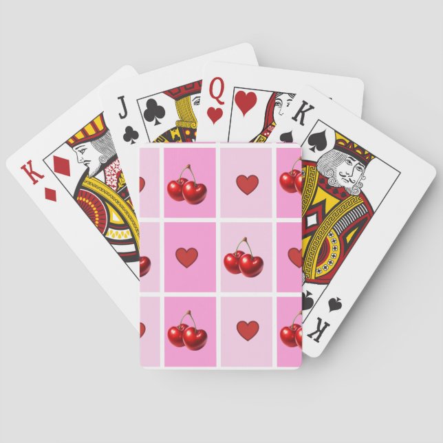 Benutzerdefiniertes Kirsch-Herz-Karo-Muster Spielkarten (Rückseite)