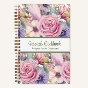 Benutzerdefiniertes Kochbuch Rosa Blumen Rezepte N Notizbuch