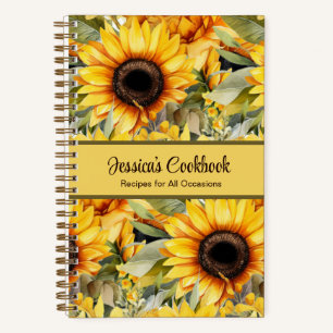 Benutzerdefiniertes Kochbuch Sonnenblumen Blume Re Notizbuch