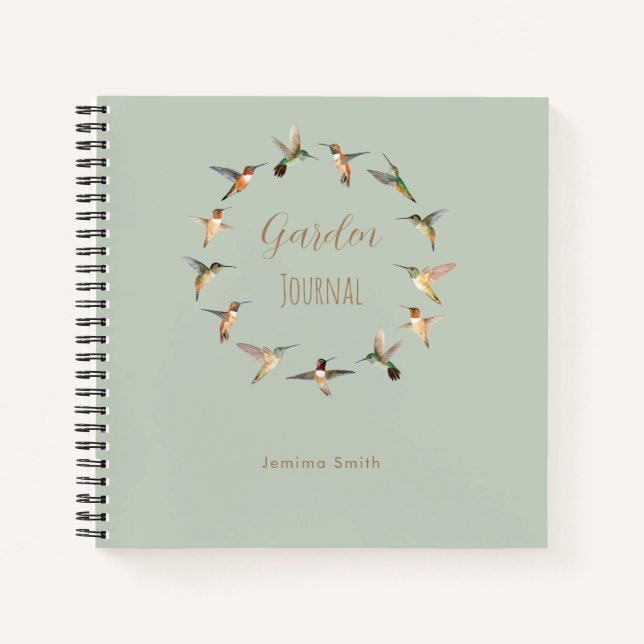 Benutzerdefiniertes Kolibris-Gartenjournal Notizbuch (Vorderseite)