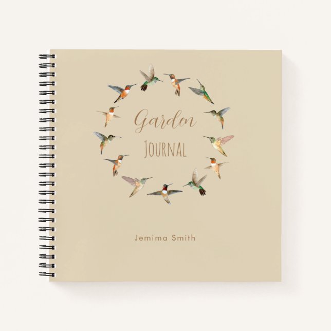 Benutzerdefiniertes Kolibris-Gartenjournal Notizbuch (Vorderseite)