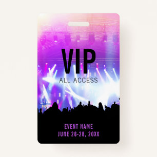 Benutzerdefiniertes Konzert VIP All Access Pass Ausweis