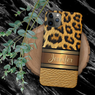 Benutzerdefiniertes Kunstleopard-Fell Goldleder Mu iPhone 16 Pro Max Hülle