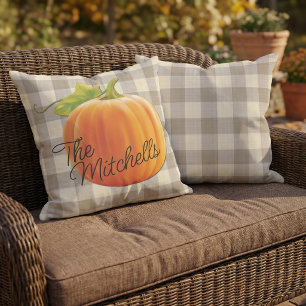 Benutzerdefiniertes Kürbis-Herbst-Beige-Braun-Ging Kissen