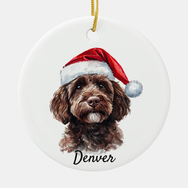 Benutzerdefiniertes Labradoodle Keramik Ornament (Vorne)