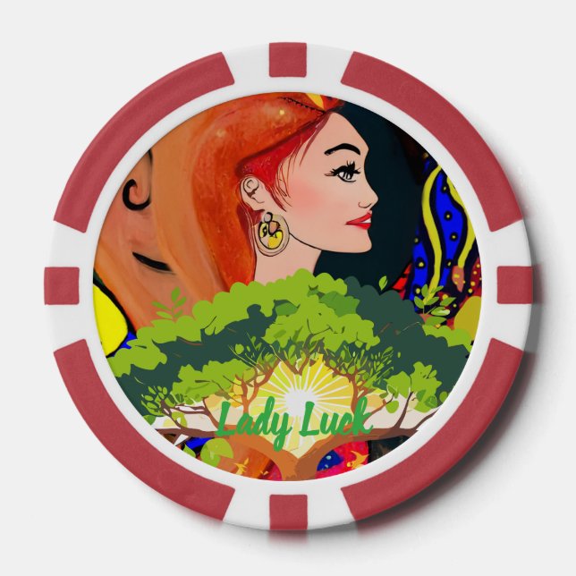 Benutzerdefiniertes Lady Luck 2 Paaar-Spielabend  Pokerchips (Vorderseite)