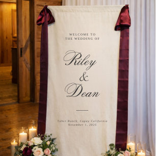 Benutzerdefiniertes Leinen-Hochzeitsschild, Stoff- Banner