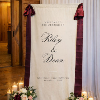 Benutzerdefiniertes Leinen-Hochzeitsschild, Stoff- Banner