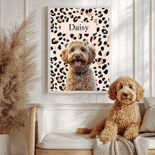Benutzerdefiniertes Leopard Print Hund-Foto mit Na Poster