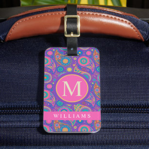 Benutzerdefiniertes Lila Blau Pink Paisley-Muster Gepäckanhänger