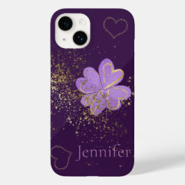 Benutzerdefiniertes Lila Clover Glitzer iPhone/iPa Case-Mate iPhone 14 Hülle