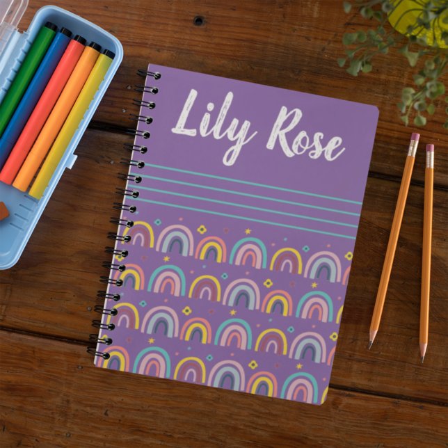 Benutzerdefiniertes Lila Regenbogenmuster Kid Notizbuch (Von Creator hochgeladen)