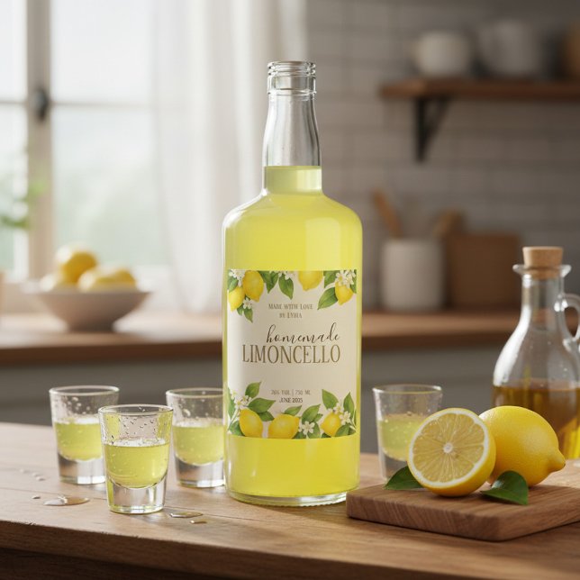 Benutzerdefiniertes Limoncello-Etikett mit Wasserf Weinetikett (Von Creator hochgeladen)