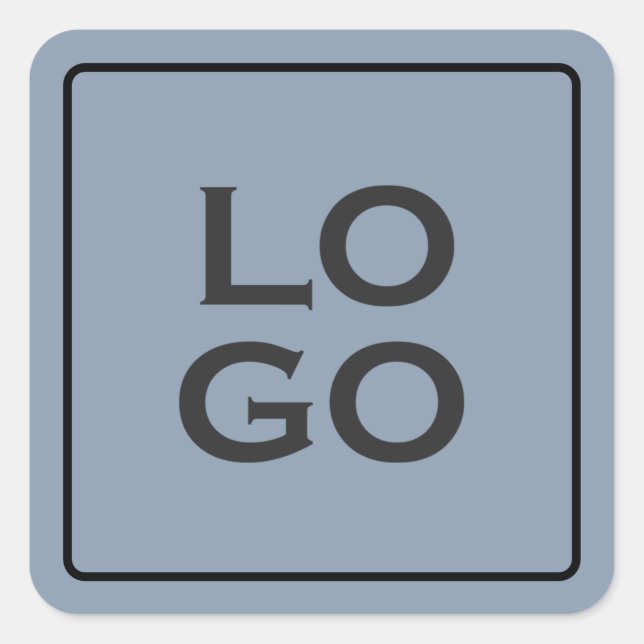Benutzerdefiniertes Logo auf Dusty Blue mit Frame Quadratischer Aufkleber (Vorderseite)