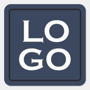 Benutzerdefiniertes Logo auf Navy Blue mit Frame Quadratischer Aufkleber